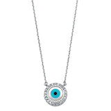 14K White CZ Evil Eye Necklace