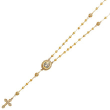 Load image into Gallery viewer, 14K Yellow 3mm Beads CZ Ball Rosary Necklace