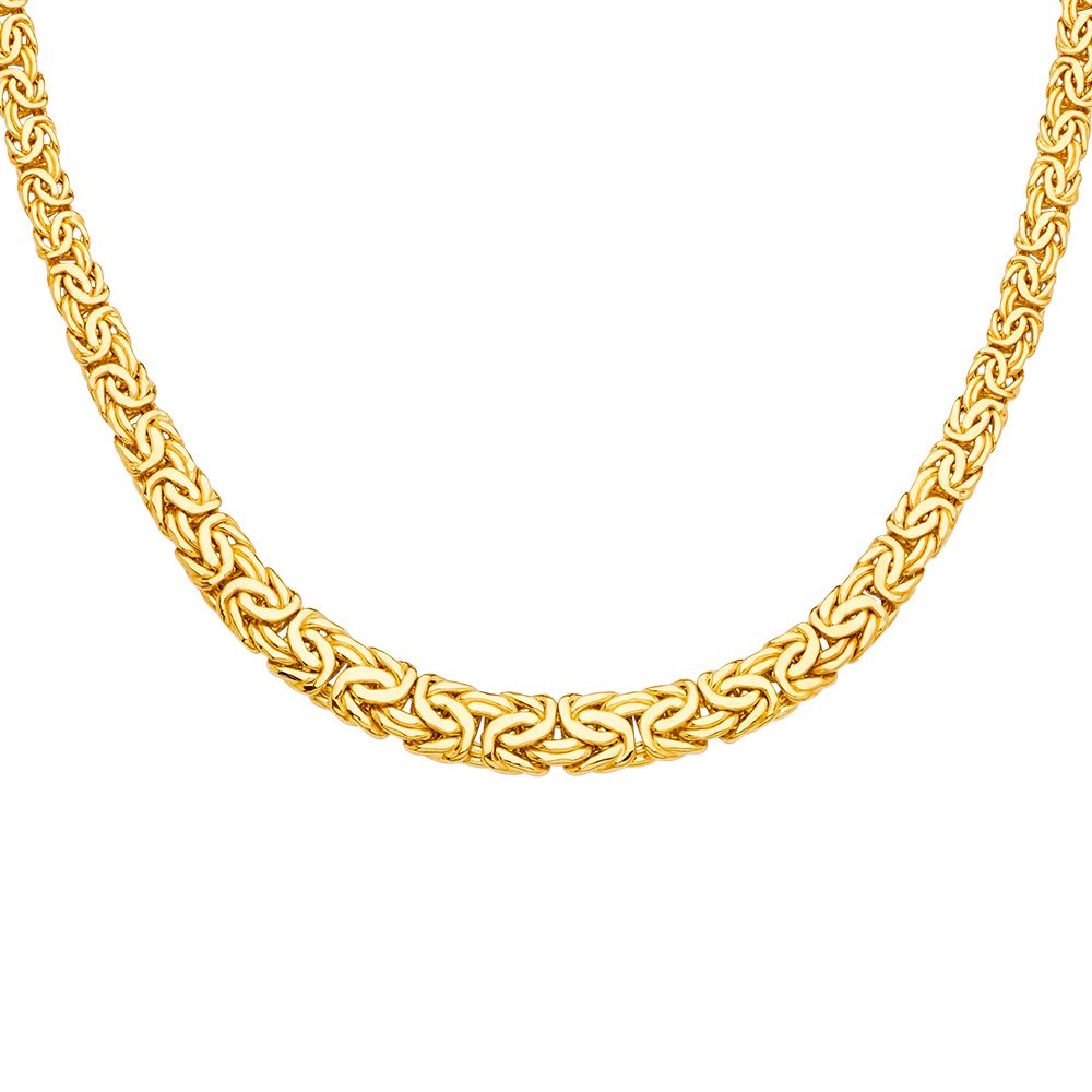 14K Yellow Graduated Oval Hollow Byzantine Necklace
