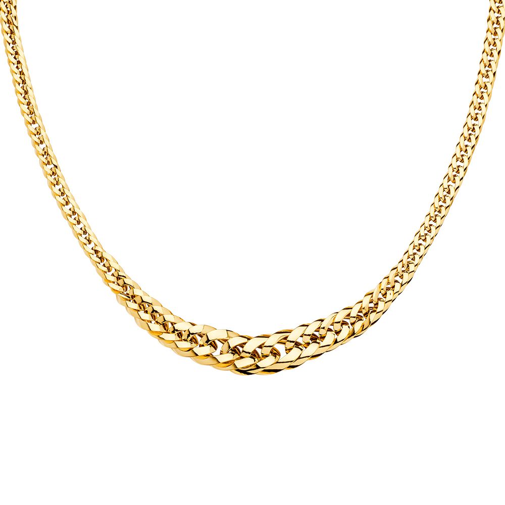 14K Yellow Fancy Graduated Hollow Necklace