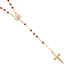 Load image into Gallery viewer, 14K Tricolor Gem Stone Rosary Necklace