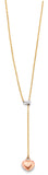 14K Tri Color Gold Heart String Necklace