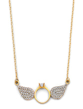 Load image into Gallery viewer, 14K Two Tone Gold Double Angel CZ Wing Necklace