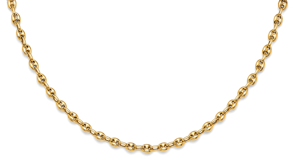 14K Yellow Gold Puffed Mariner Necklace