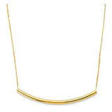 14K Yellow Gold Curved Round Bar Necklace