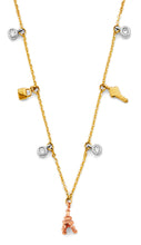 Load image into Gallery viewer, 14K Tri Color Gold Charm CZ Necklace