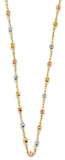 14K Tri Color Gold Fancy DC Bead Necklace