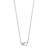 14K White Double CZ Hearts Necklace