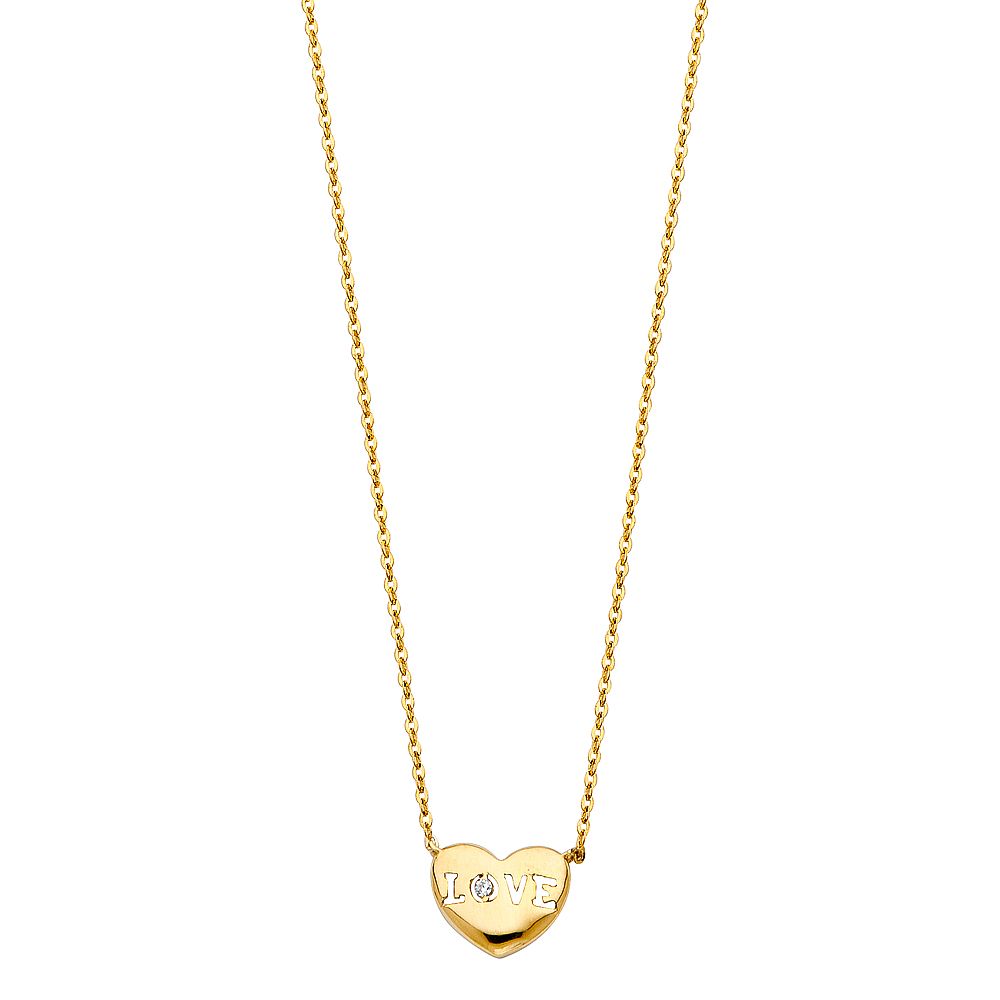 14K Yellow CZ Love Necklace