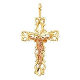 14K Gold Two Tone 17mm Crucifix Religious Pendant