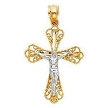 Load image into Gallery viewer, 14K Gold 18mm Two Tone Cross Religious Pendant - silverdepot