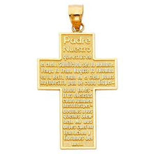 Load image into Gallery viewer, 14K Yellow Gold 26mm Padre Nuestro Religious Cross Pendant