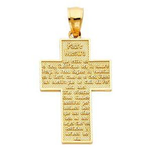 Load image into Gallery viewer, 14K Yellow Gold 20mm Padre Nuestro Religious Cross Pendant