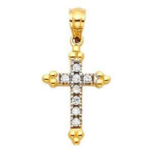 Load image into Gallery viewer, 14k Yellow Gold 11mm Cross CZ Religious Pendant