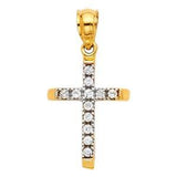 14k Yellow Gold 11mm Cross CZ Religious Pendant