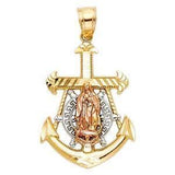 14K Tri Color 18mm Guadalupe Anchor Religious Pendant