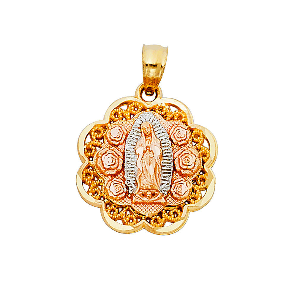 14K Tricolor OUR LADY OF GUADALUPE PENDANT