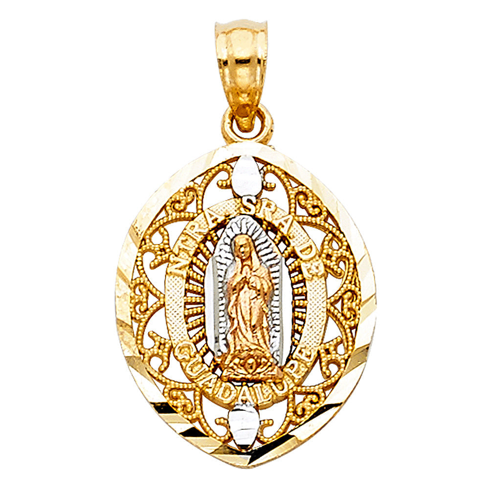 14K Tricolor OUR LADY OF GUADALUPE PENDANT