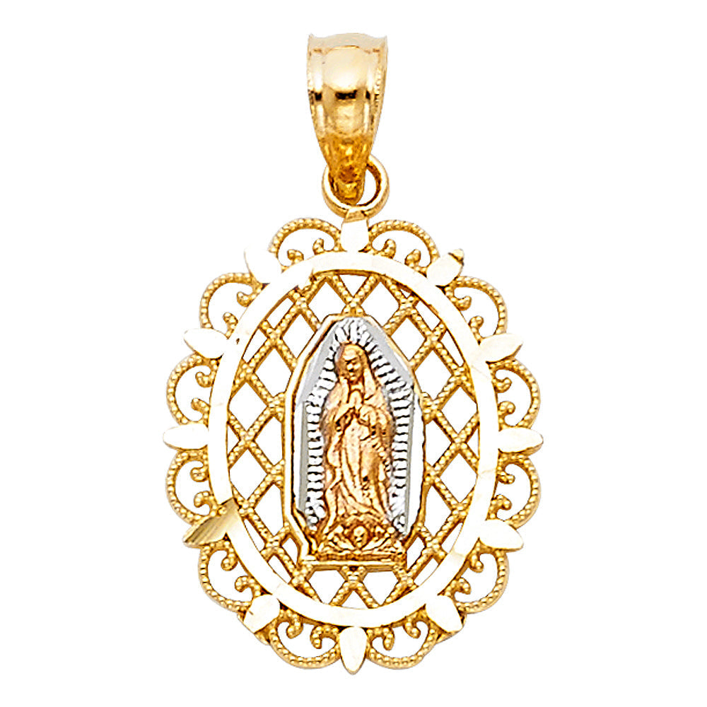 14K Tricolor OUR LADY OF GUADALUPE PENDANT
