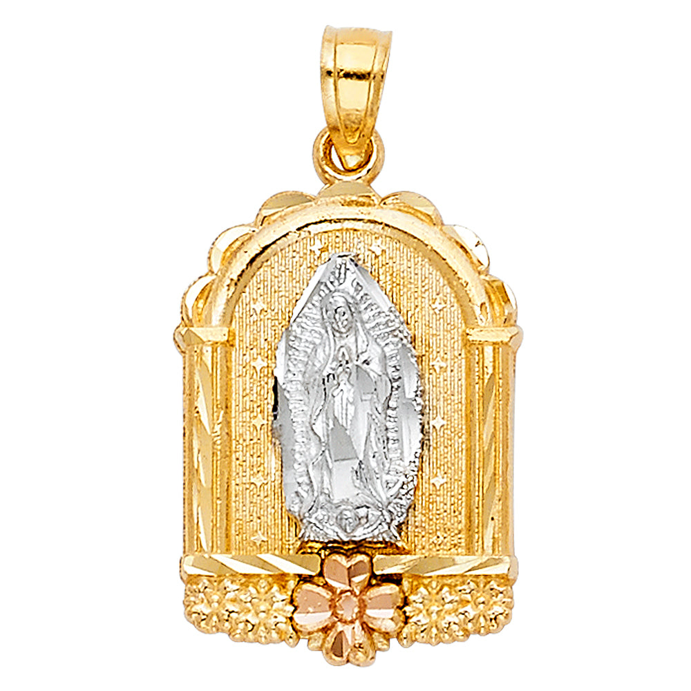 14K Tricolor OUR LADY OF GUADALUPE PENDANT