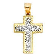 Load image into Gallery viewer, 14K Gold 18mm Two Tone Cross Religious Pendant - silverdepot
