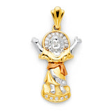 14K Two Tone Praying Jesus Pendant