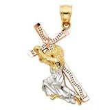 14K Tri Color 20mm Religious Pendant