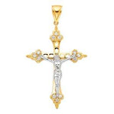 14K Yellow Gold 36mm Religious Crucifix Pendant