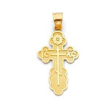 Load image into Gallery viewer, 14K Yellow Gold 18mm St. Olga Greek Orthodox Baptismal Cross Religious Pendant
