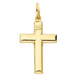 14K Yellow Gold 18mm Simple Cross Religious Pendant
