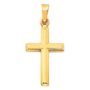 14K Yellow Gold 20mm Cross Religious Pendant