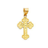 14K Yellow Gold 15mm Budded Cross Religious Pendant