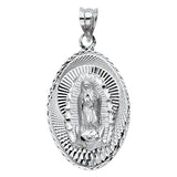 14K White Gold 17mm Religious Guadalupe Pendant