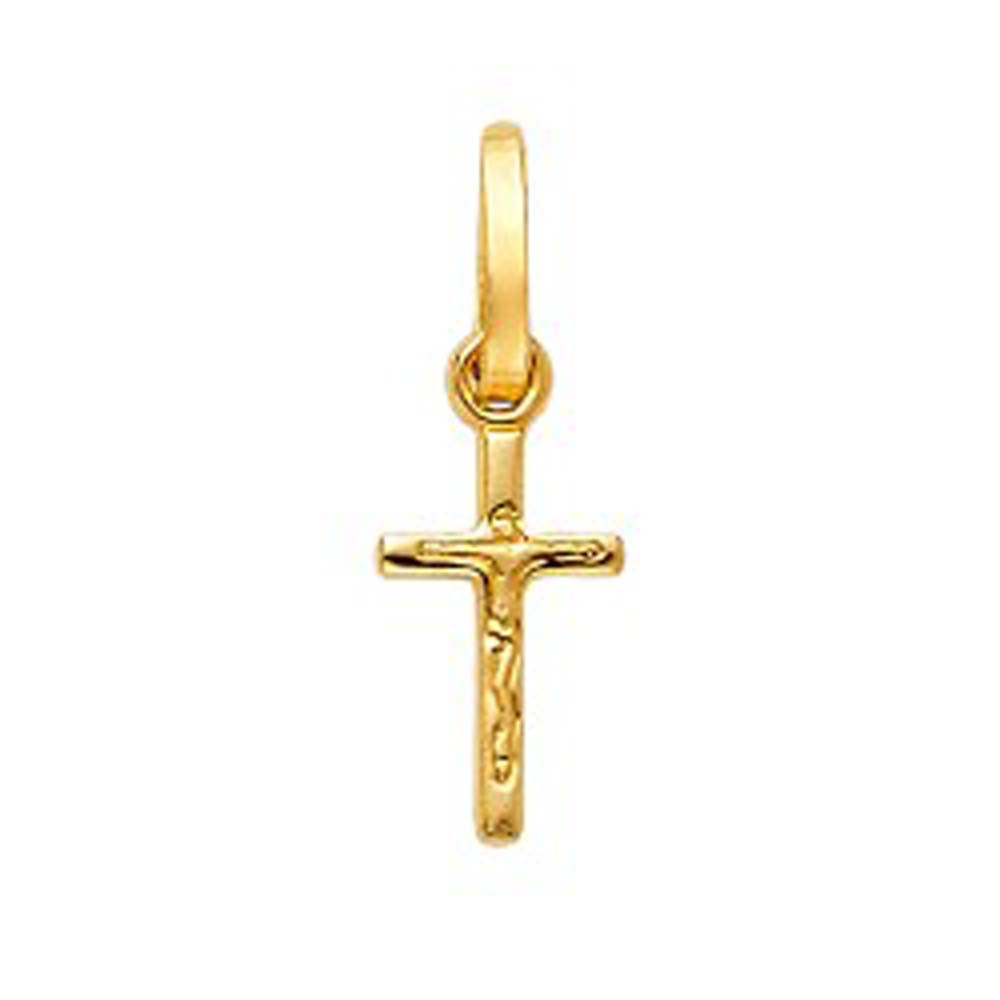 14K Yellow Gold 8mm Crucifix Cross Religious Pendant