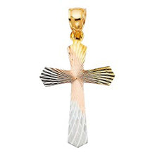 Load image into Gallery viewer, 14K Tri Color 21mm Religious Cross Stamp Pendant