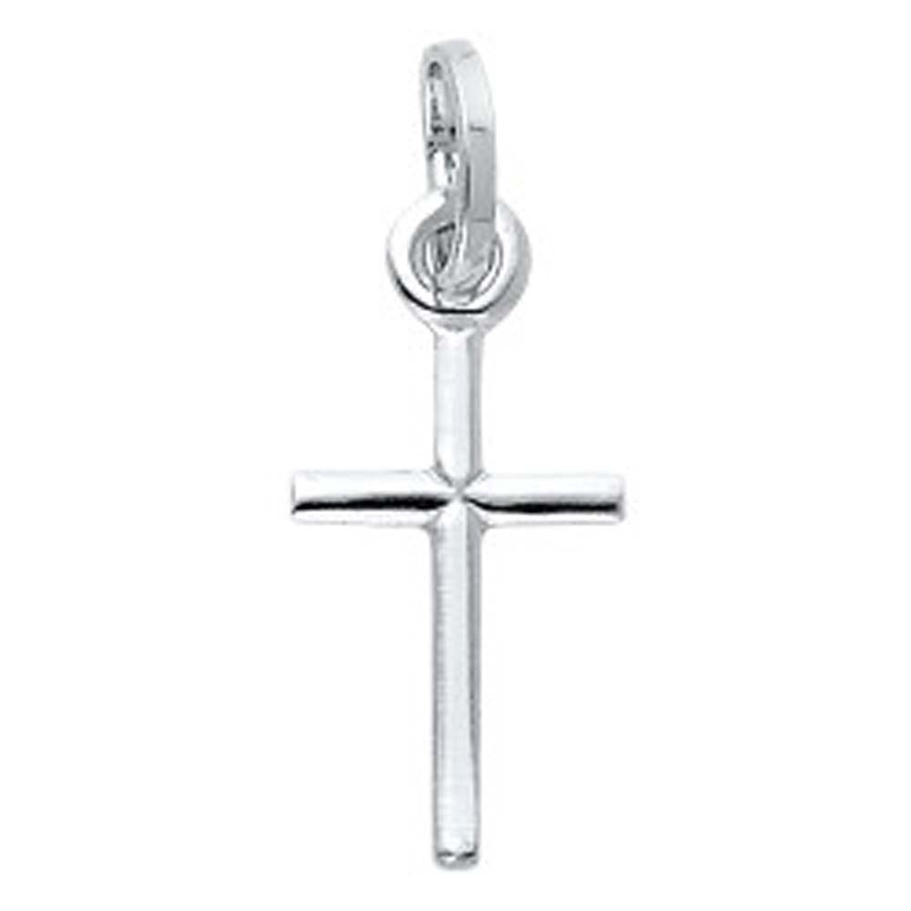 14K White Gold Cross Religious Pendant
