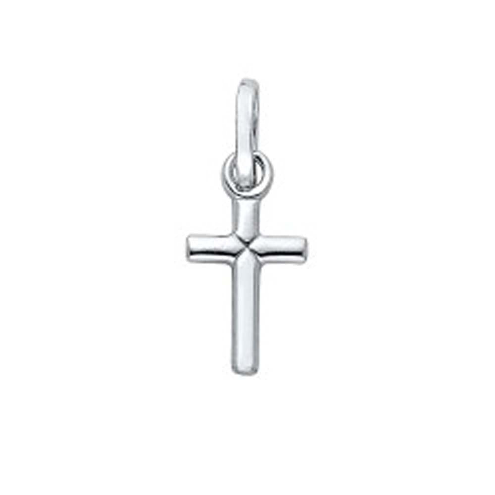 14K White Gold Cross Religious Pendant