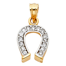 Load image into Gallery viewer, 14K Yellow Gold 10mm CZ Lucky Horsehoe Pendant