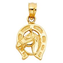 Load image into Gallery viewer, 14K Yellow Gold 10mm Lucky Horsehoe Pendant