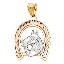 Load image into Gallery viewer, 14K Two Tone 19mm Lucky Horsehoe Pendant