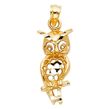 Load image into Gallery viewer, 14K Yellow Gold 9mm Owl Pendant