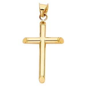 14K Yellow Gold 18mm Classic Cross Religious Pendant