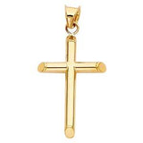 14K Yellow Gold 18mm Classic Cross Religious Pendant