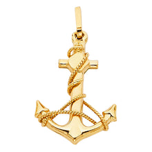 Load image into Gallery viewer, 14K Yellow Gold 18mm Anchor Pendant