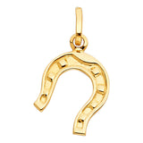 14K Yellow Gold 15mm Lucky Horsehoe Pendant
