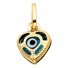 Load image into Gallery viewer, 14K Yellow Gold 10mm Evil Eye Heart Pendant