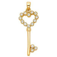 Load image into Gallery viewer, 14K Yellow Gold 11mm Heart Design Key Pendant