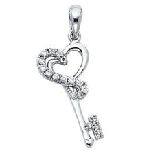 Load image into Gallery viewer, 14K White Gold 10mm Heart Design Key Pendant