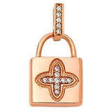 14K Rose Gold 11mm CZ Lock Pendant