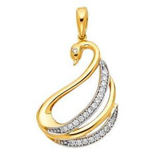 Load image into Gallery viewer, 14K Yellow Gold 18mm CZ Swan Pendant